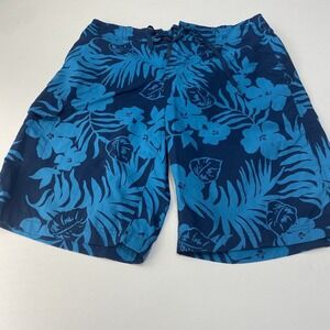Eddie Bauer Mens Floral Swim Trunk Drawstring Waist Zip Pocket Mesh Lined Size S